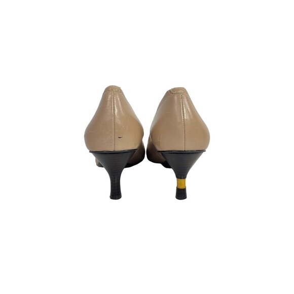 Enzo Angiolini Beige Tan Leather Kitten Heels Classic Women Office Shoes 10 - Picture 4 of 11